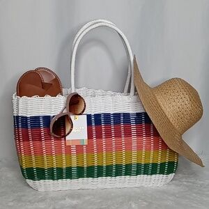 Beach Woven Tote Bag ❤️🤍💙💚🧡💛